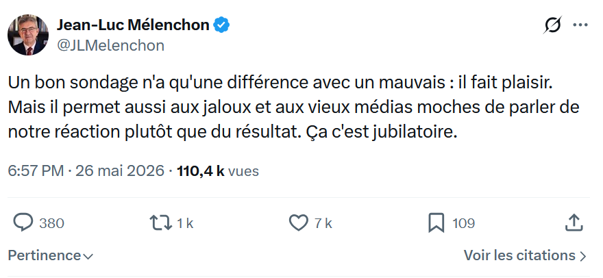 Jean-Luc Mélenchon: Un bon sondage n'a qu'une différence…