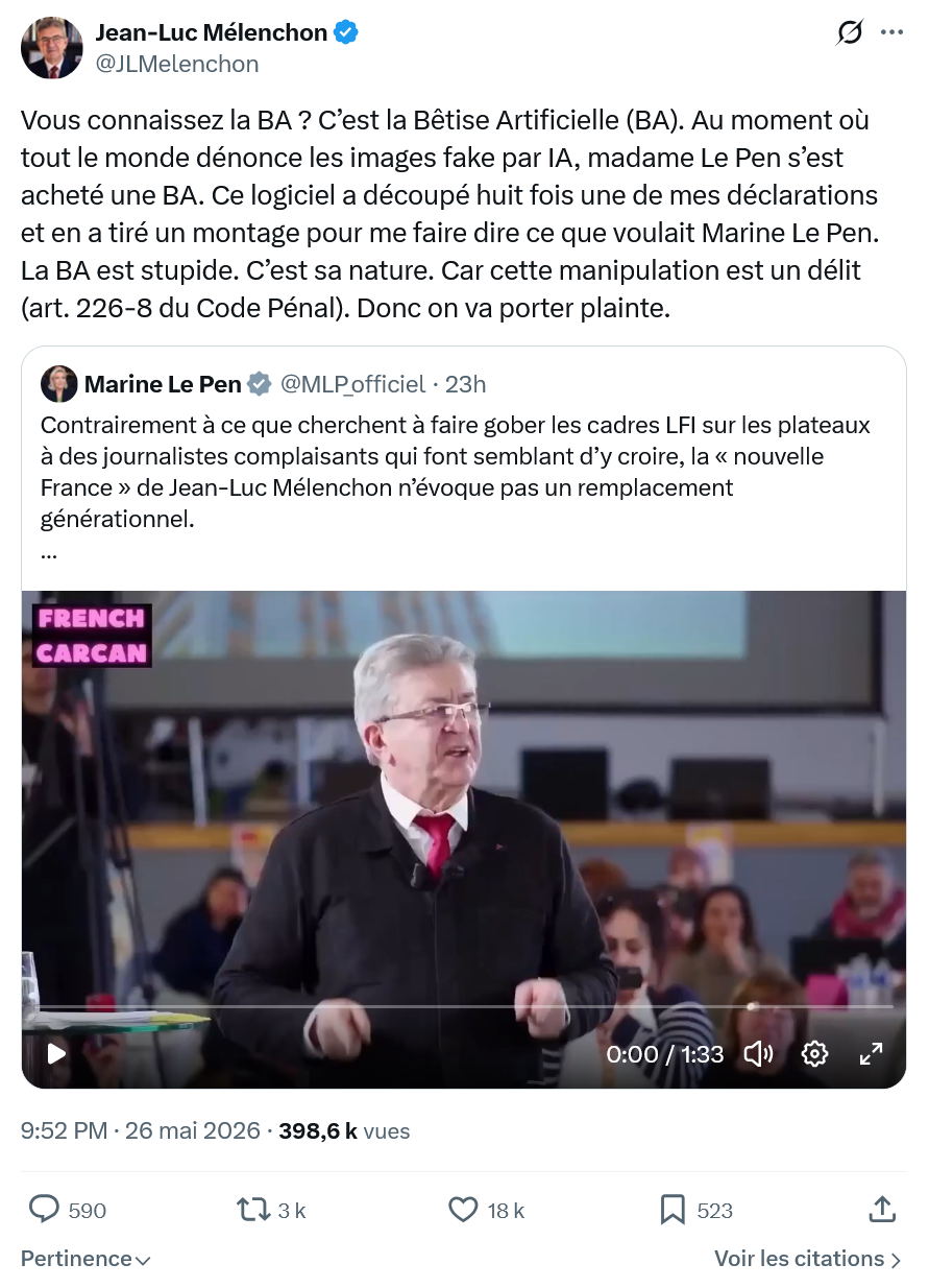 Jean-Luc Mélenchon: Vous connaissez la BA…