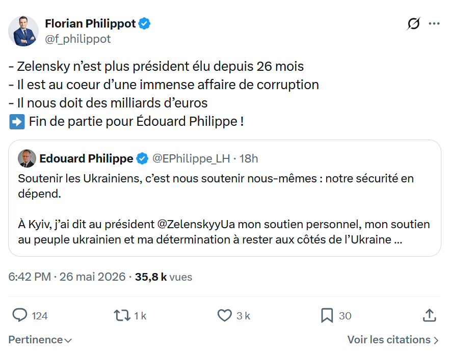 Florian Philippot: - Zelensky n’est plus président…