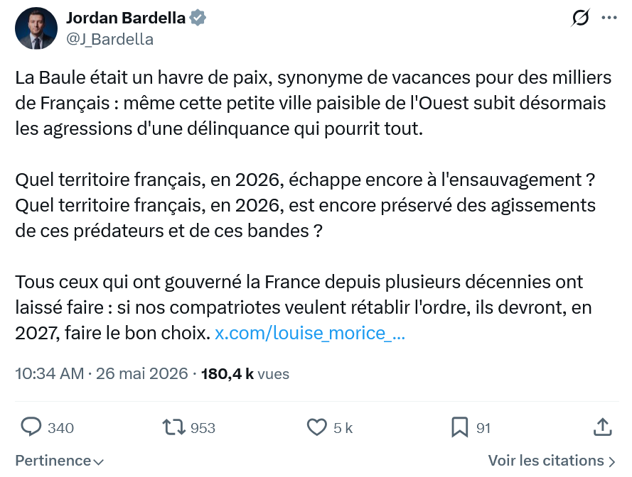 Jordan Bardella: La Baule était un havre de paix…