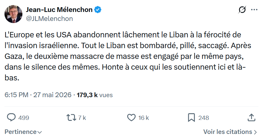 Jean-Luc Mélenchon: L'Europe et les USA abandonnent…