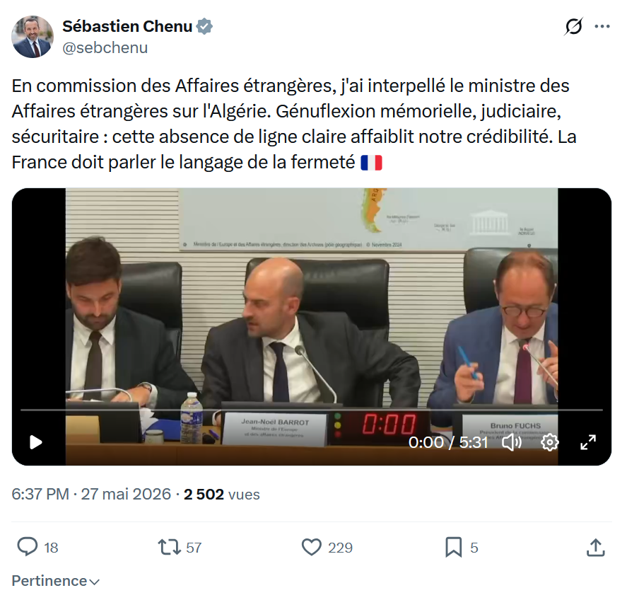 Sébastien Chenu: En commission des Affaires étrangères…