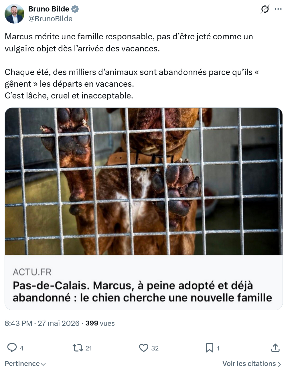 Bruno Bilde: Marcus mérite une famille responsable…