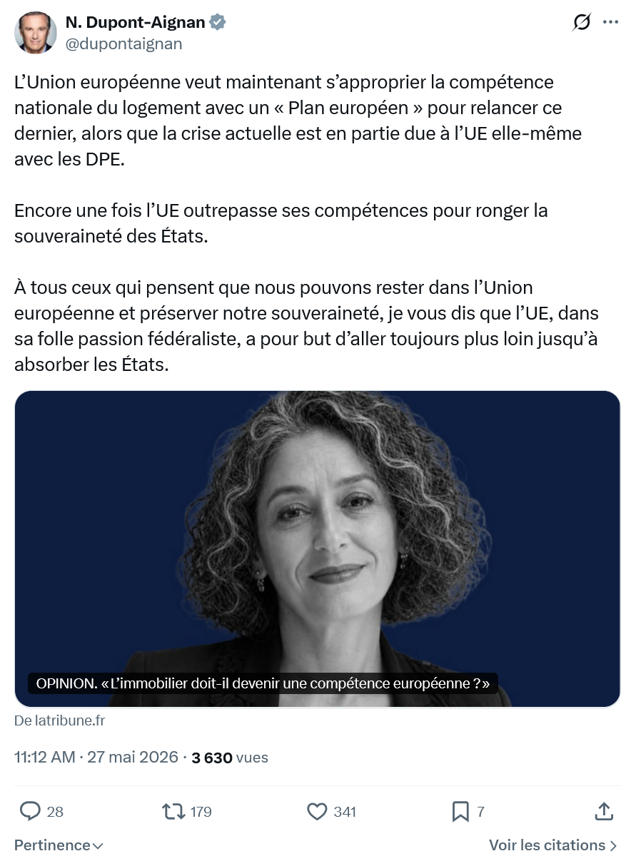 Nicolas Dupont-Aignan: L’Union européenne veut maintenant…