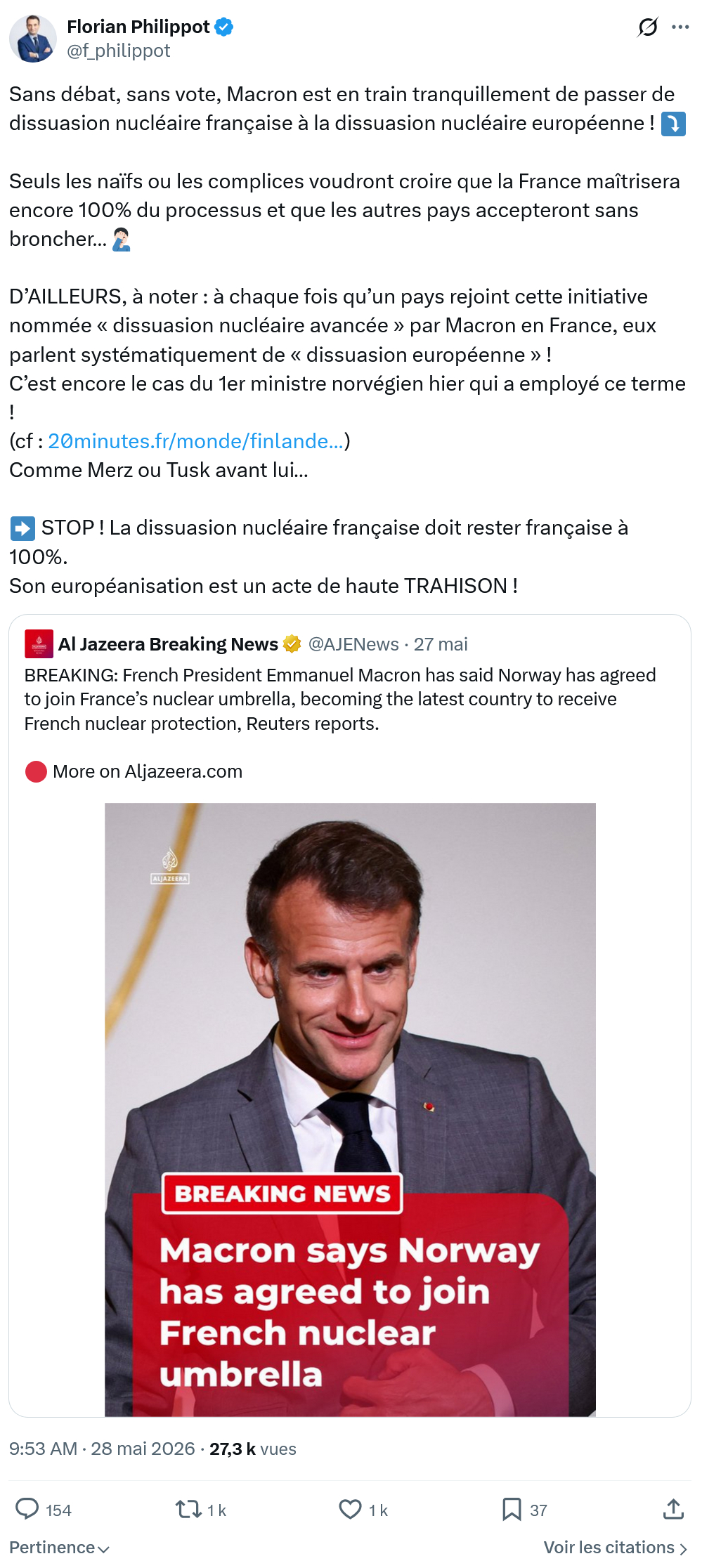 Florian Philippot: Sans débat, sans vote, Macron...