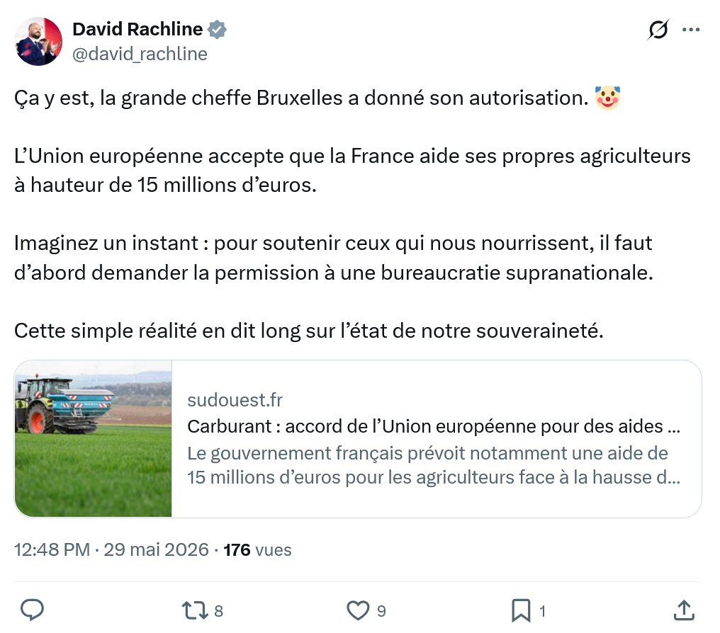 David Rachline: Ça y est, la grande cheffe Bruxelles…