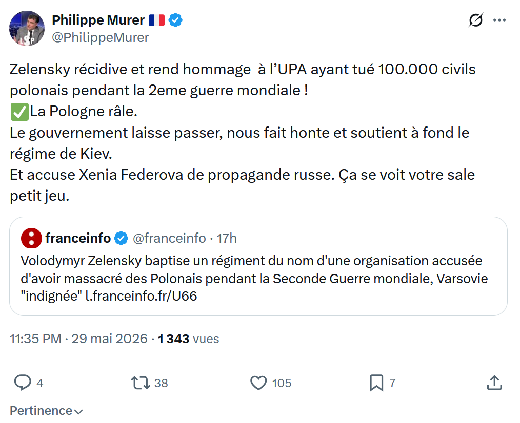 Philippe Murer: Zelensky récidive et rend hommage…