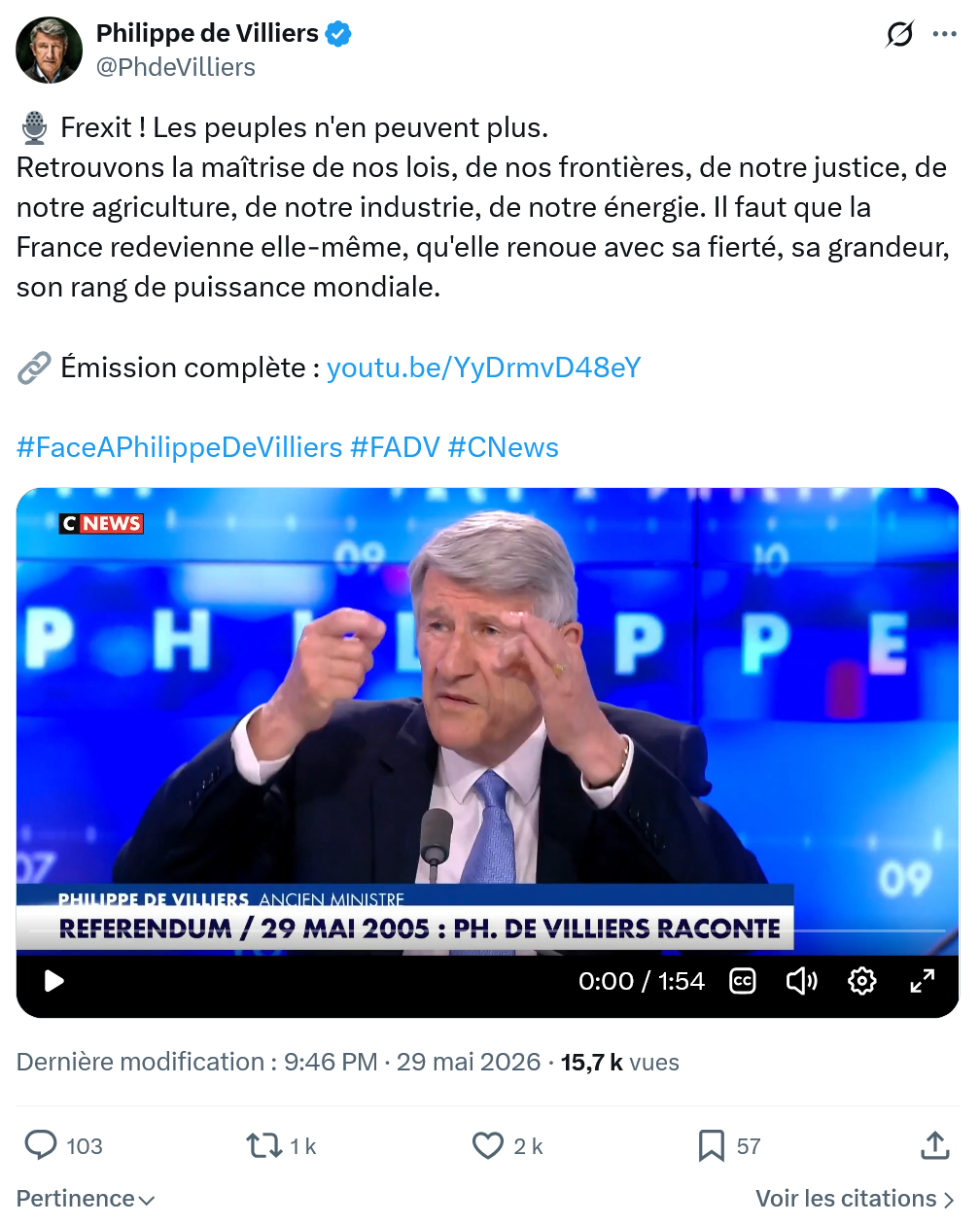 Philippe de Villiers: Frexit ! Les peuples n'en peuvent plus…