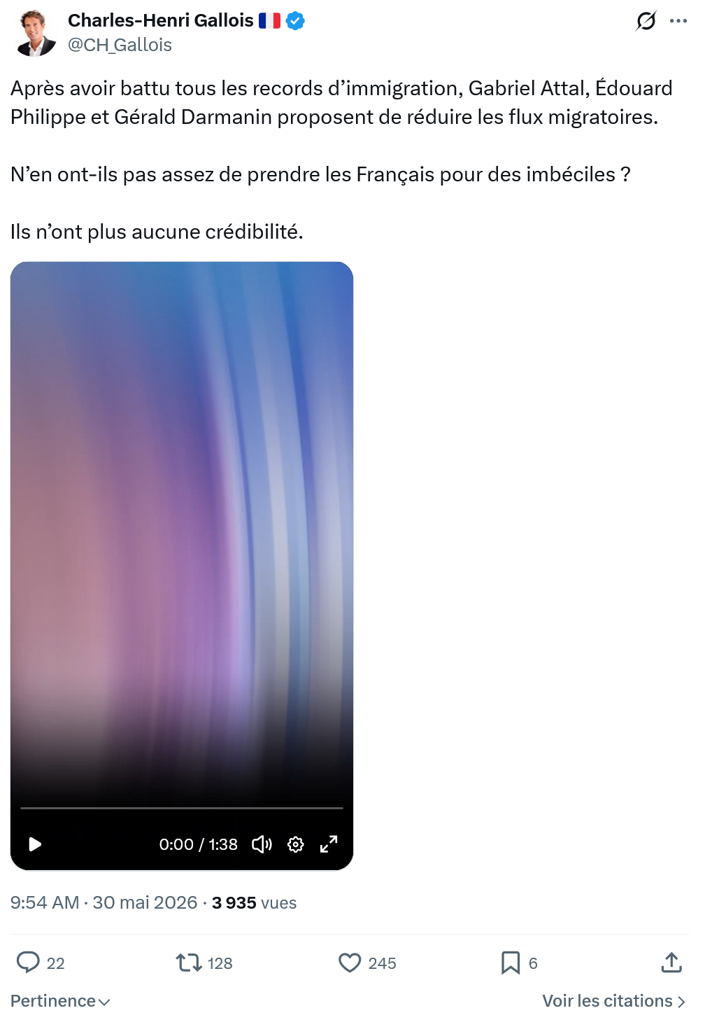 Charles-Henri Gallois: Après avoir battu tous les records d’immigration…