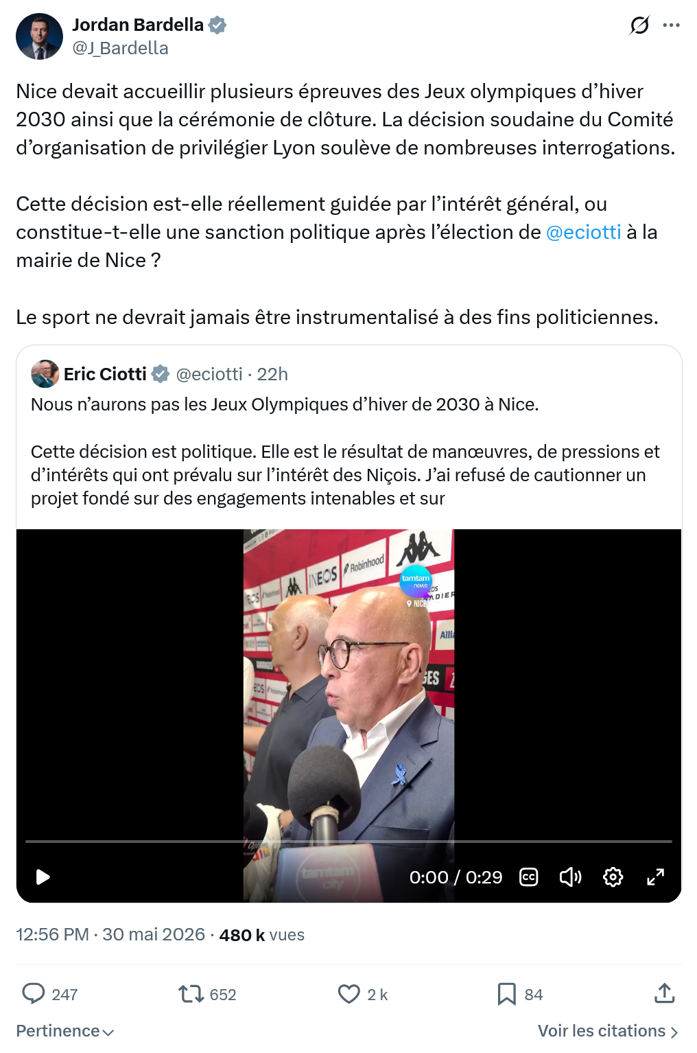 Jordan Bardella: Nice devait accueillir plusieurs…