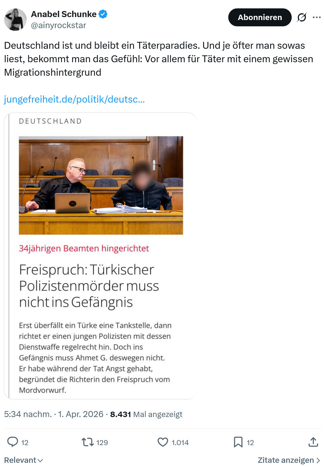 Anabel Schunke: Deutschland ist und bleibt ein Täterparadies…