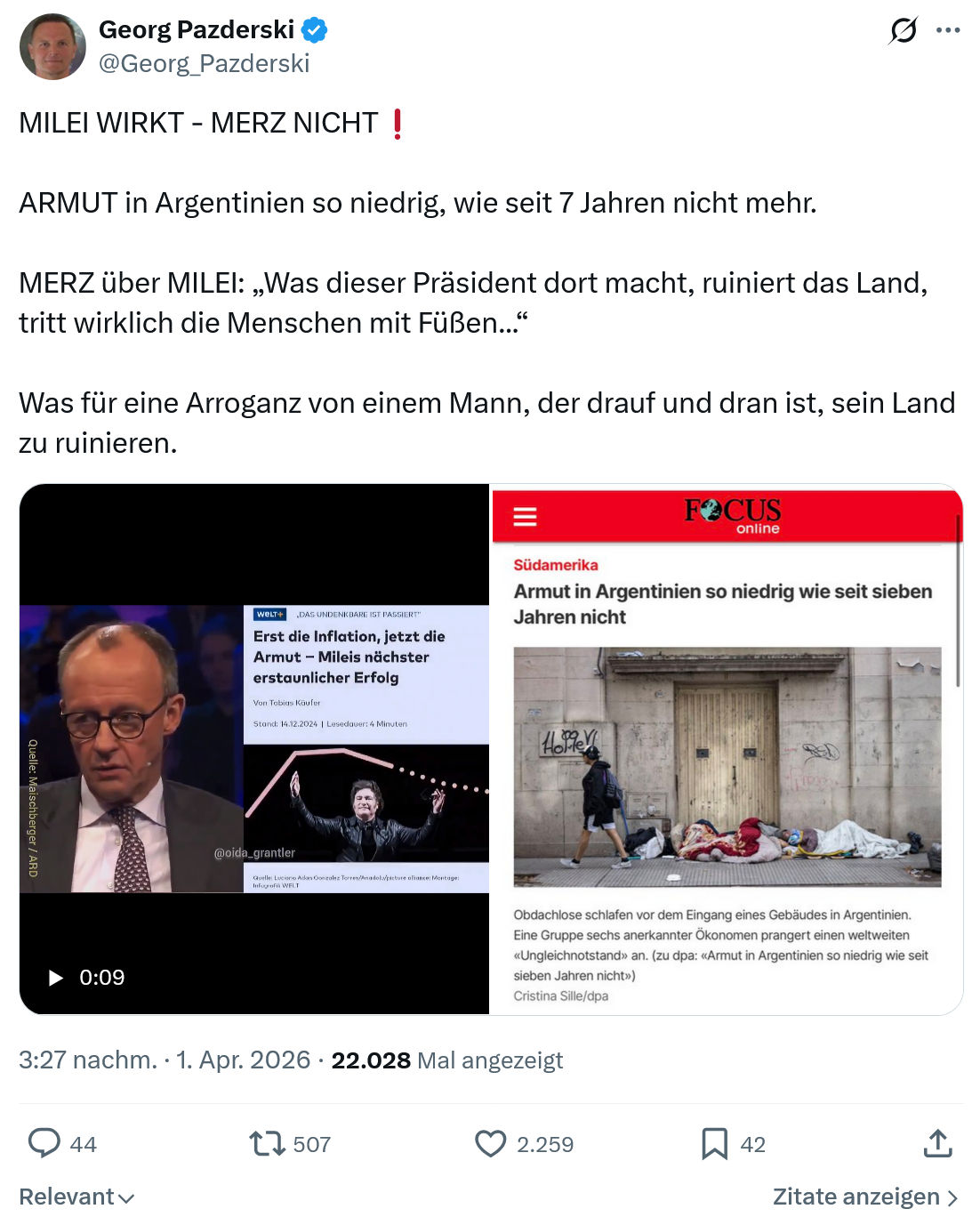 Georg Pazderski: MILEI WIRKT - MERZ NICHT…