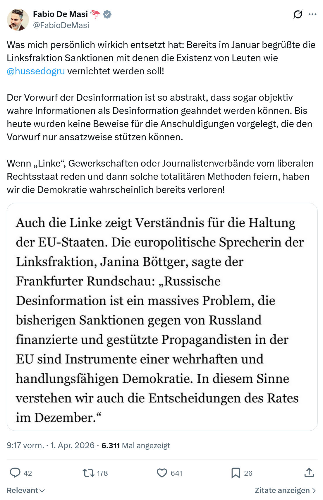 Fabio De Masi: Was mich persönlich wirkich entsetzt hat…