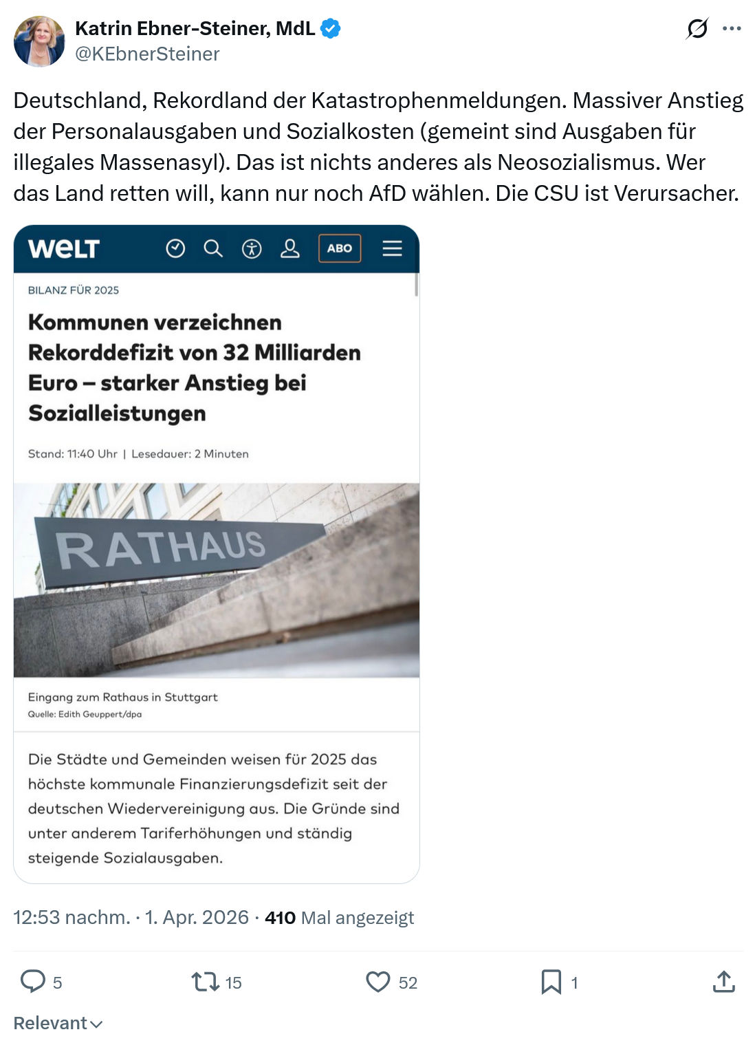 Katrin Ebner-Steiner: Deutschland, Rekordland der Katastrophenmeldungen…