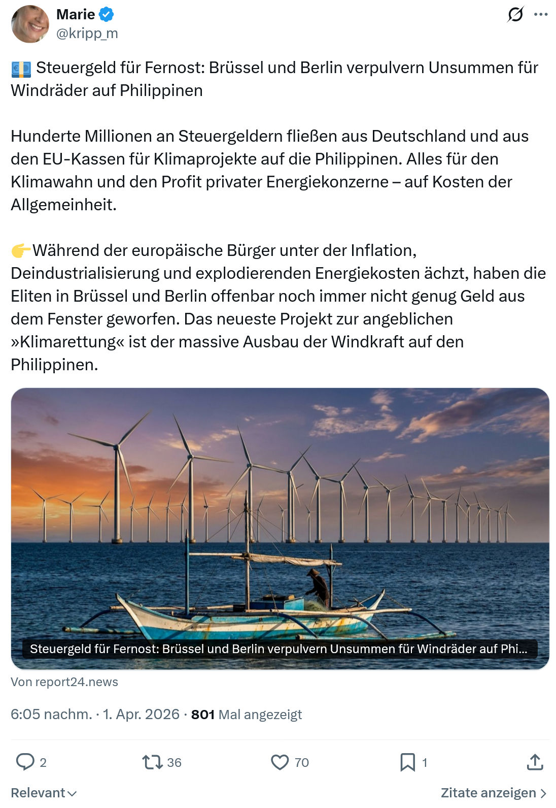 Marie kripp: Steuergeld für Fernost…