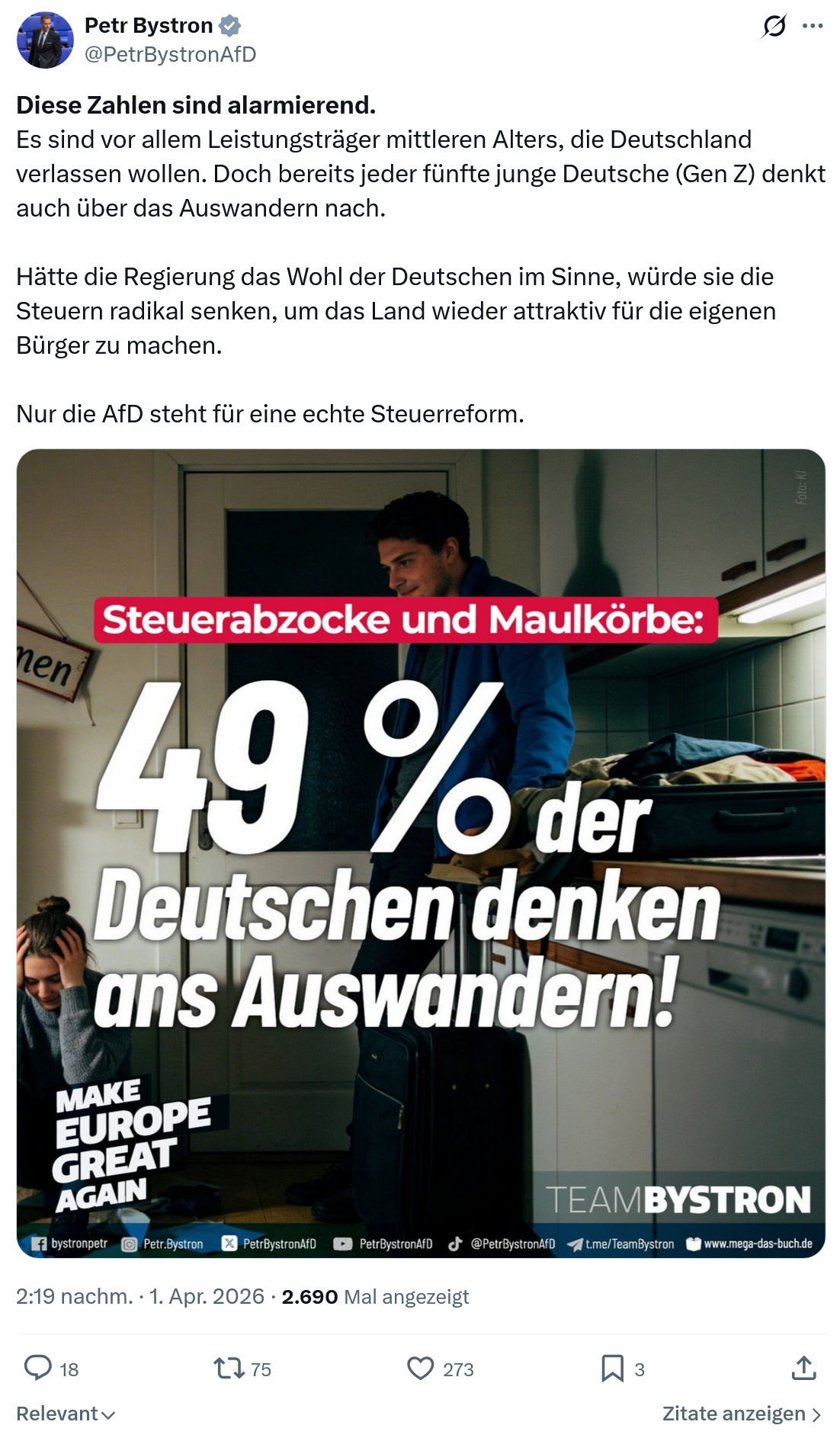 Petr Bystron: Diese Zahlen sind alarmierend…