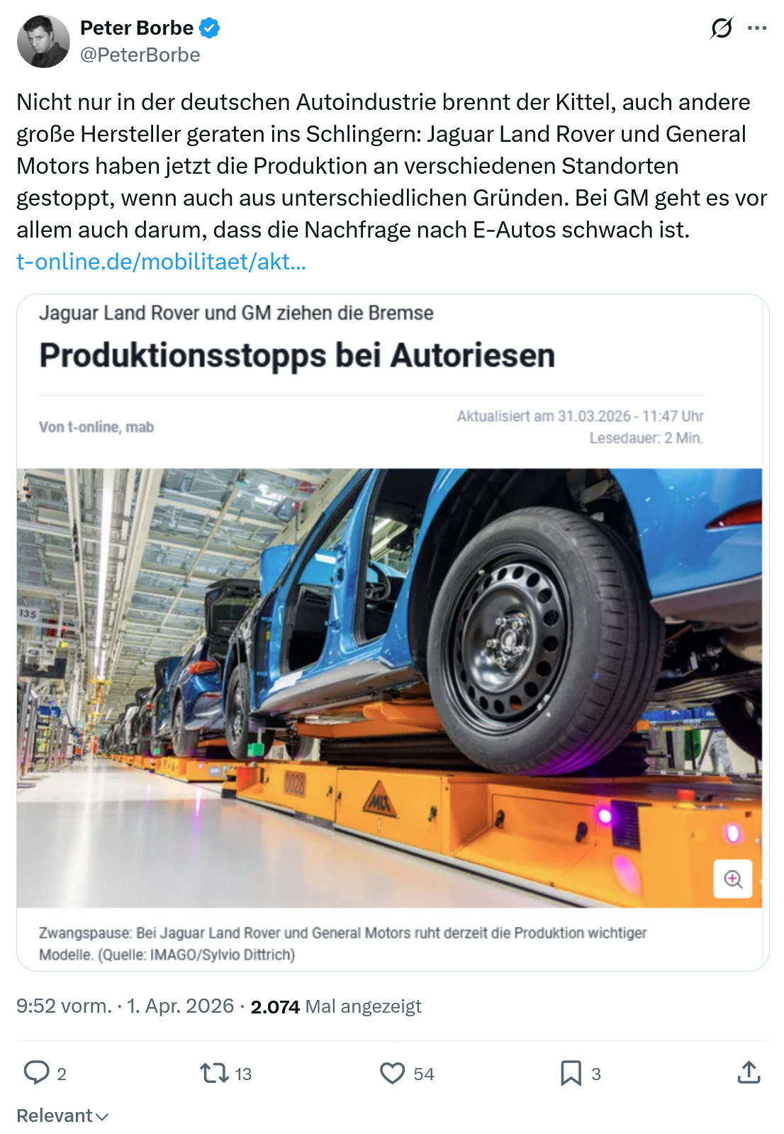 Peter Borbe: Nicht nur in der deutschen Autoindustrie…