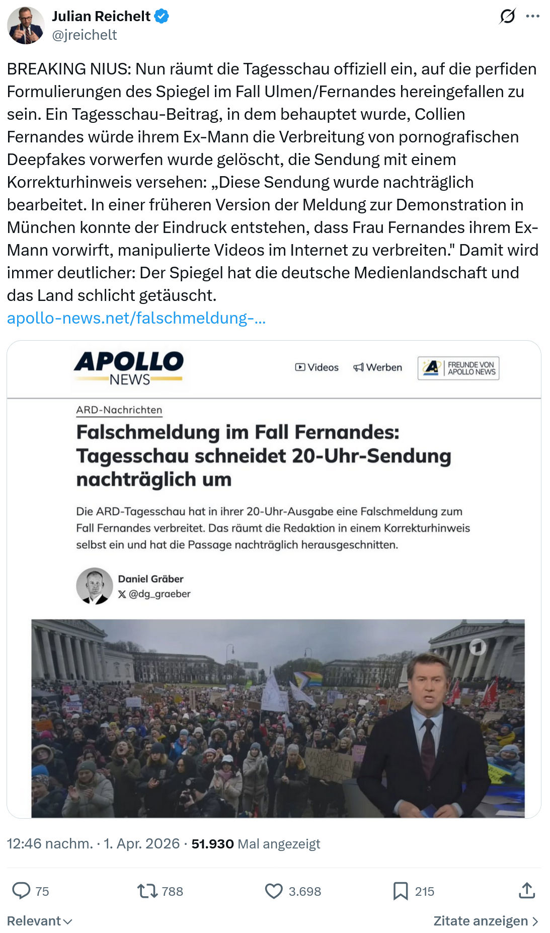 Julian Reichelt: BREAKING NIUS…