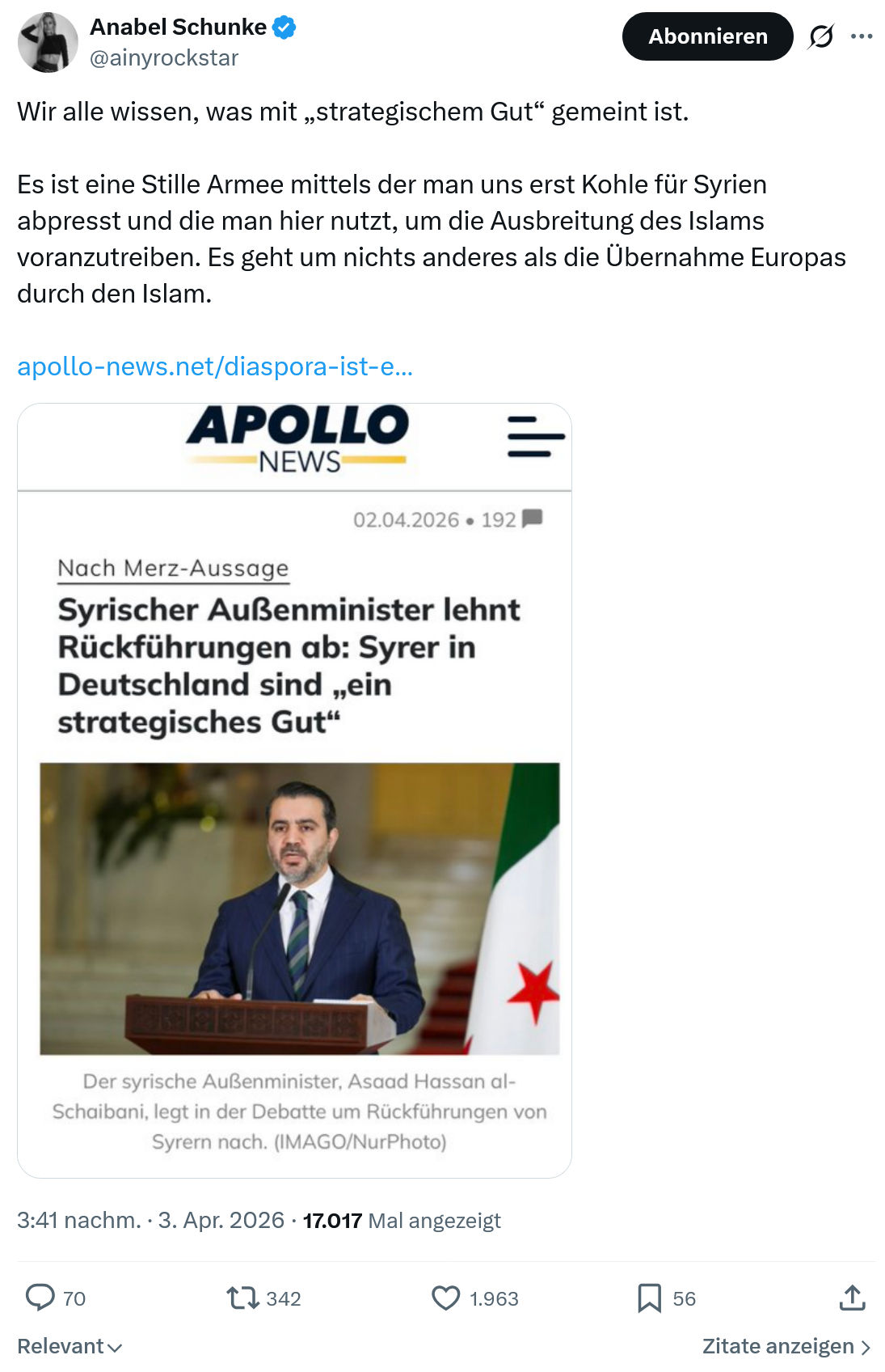 Anabel Schunke: Wir alle wissen, was mit „strategischem Gut“…