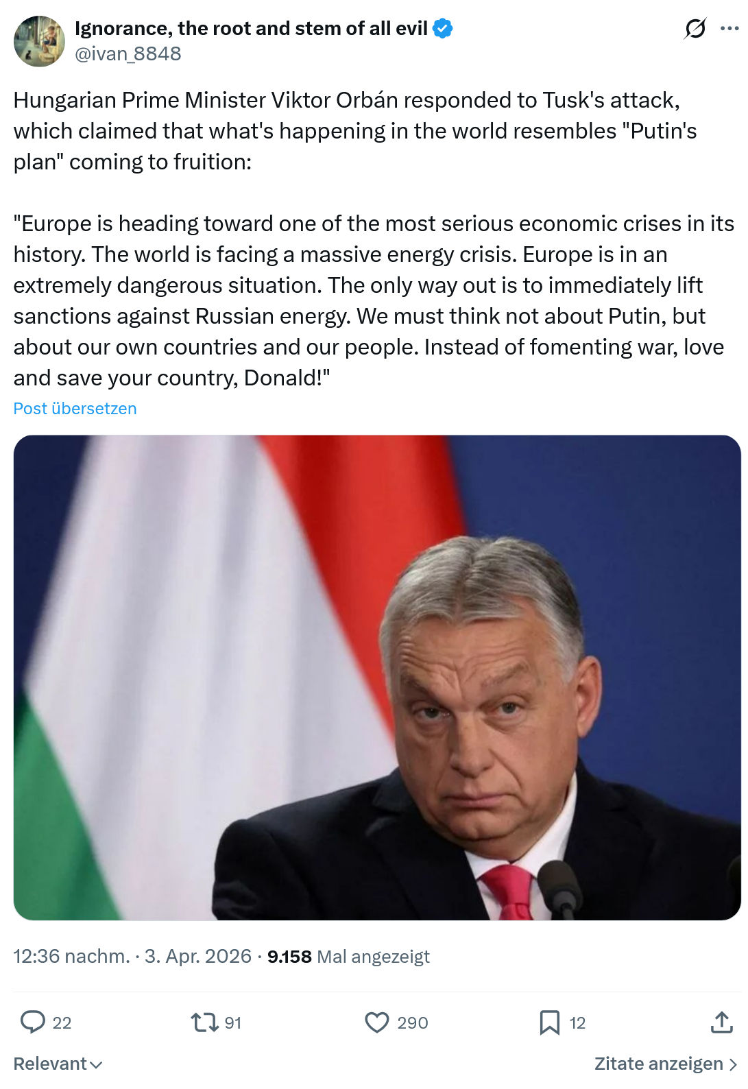 ivan Ignorance: Hungarian Prime Minister Viktor Orbán…