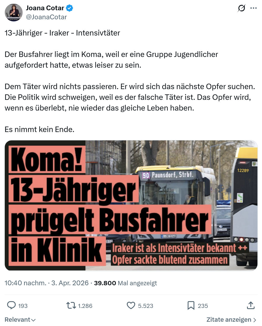 Joana Cotar: 13-Jähriger - Iraker - Intensivtäter…