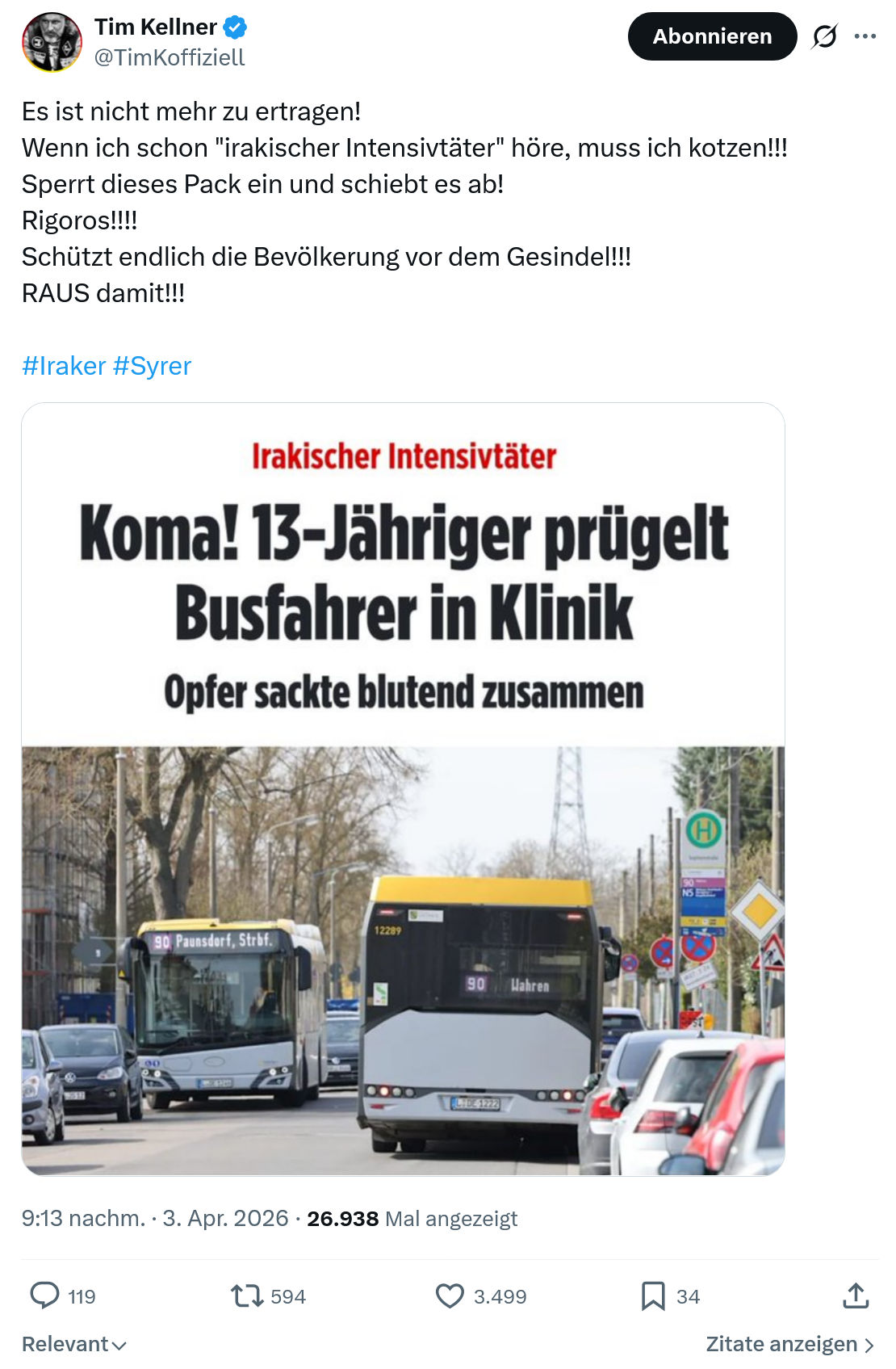 Tim Kellner: Es ist nicht mehr zu ertragen…