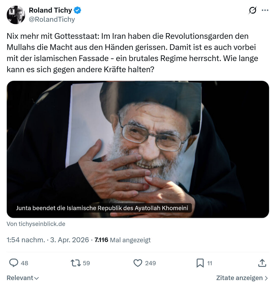 Roland Tichy: Nix mehr mit Gottesstaat…