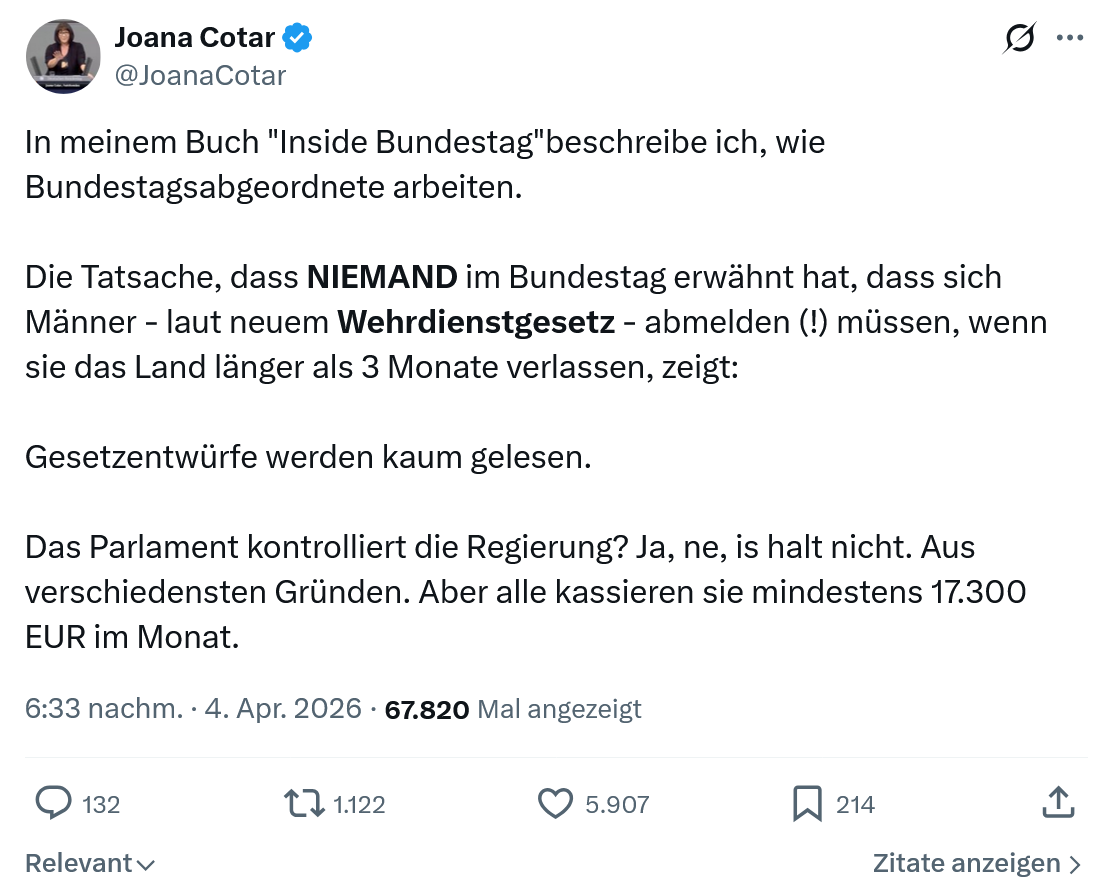 Joana Cotar: In meinem Buch "Inside Bundestag"…
