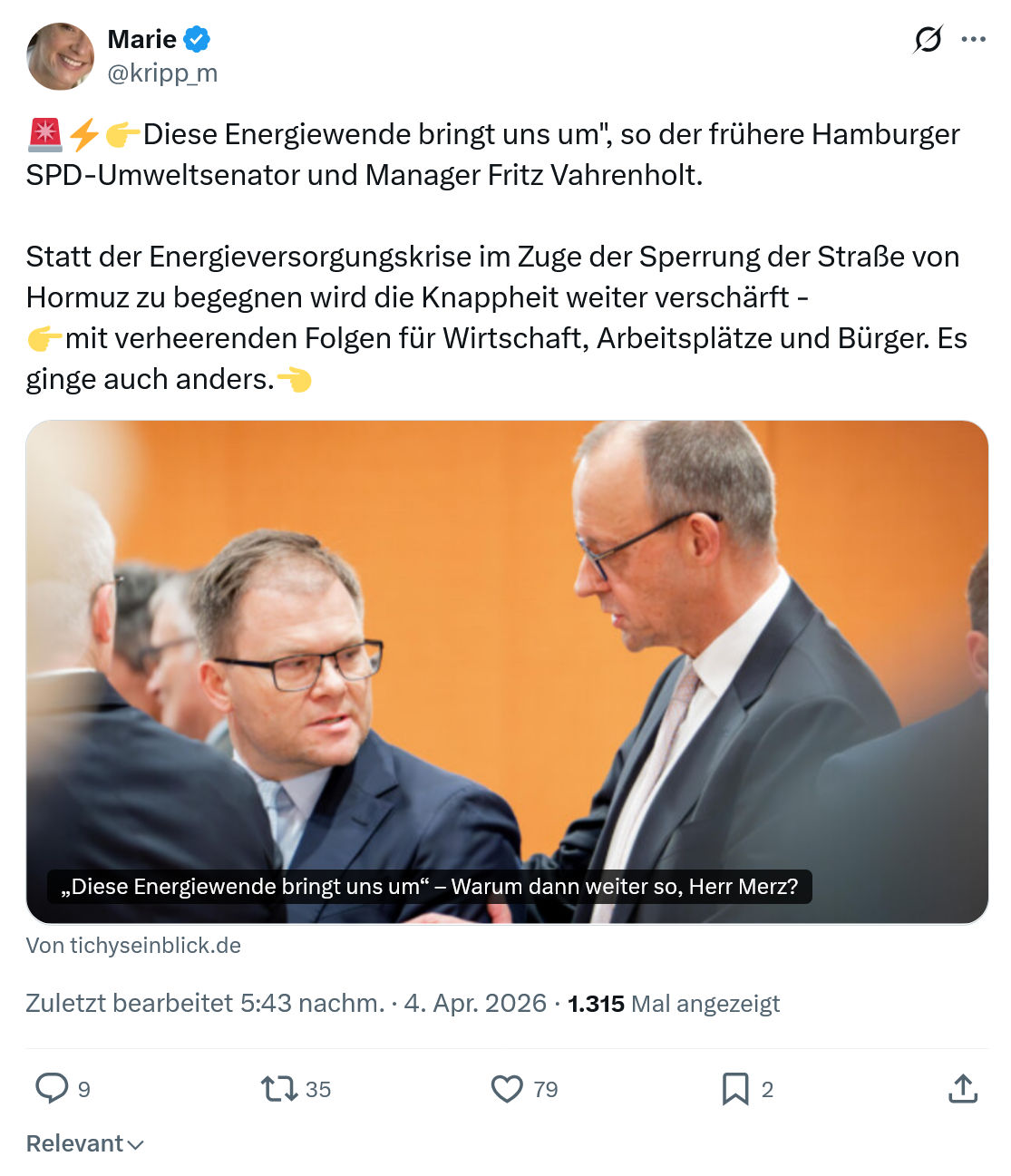 Marie kripp: Diese Energiewende bringt uns um"…