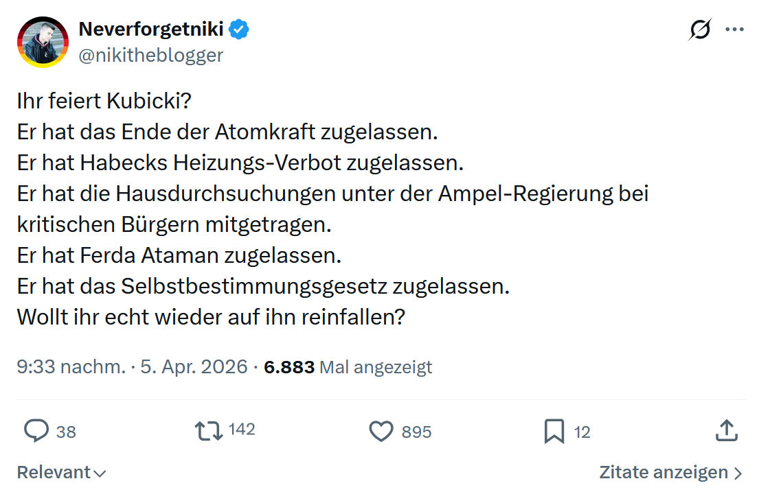 Neverforgetniki: Ihr feiert Kubicki…