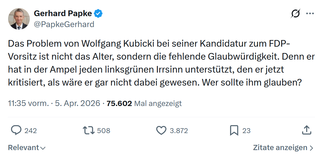 Gerhard Papke: Das Problem von Wolfgang Kubicki…