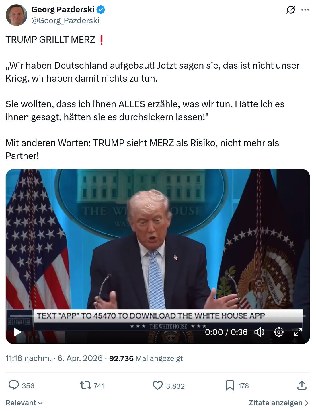 Georg Pazderski: TRUMP GRILLT MERZ…