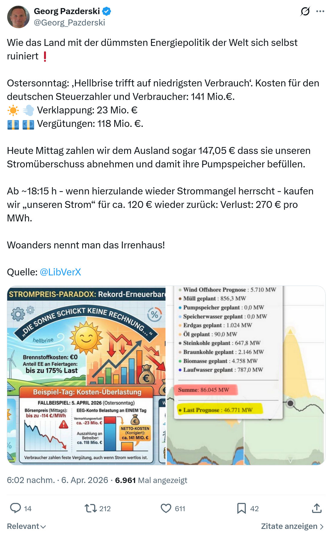 Georg Pazderski: Wie das Land mit der dümmsten Energiepolitik…