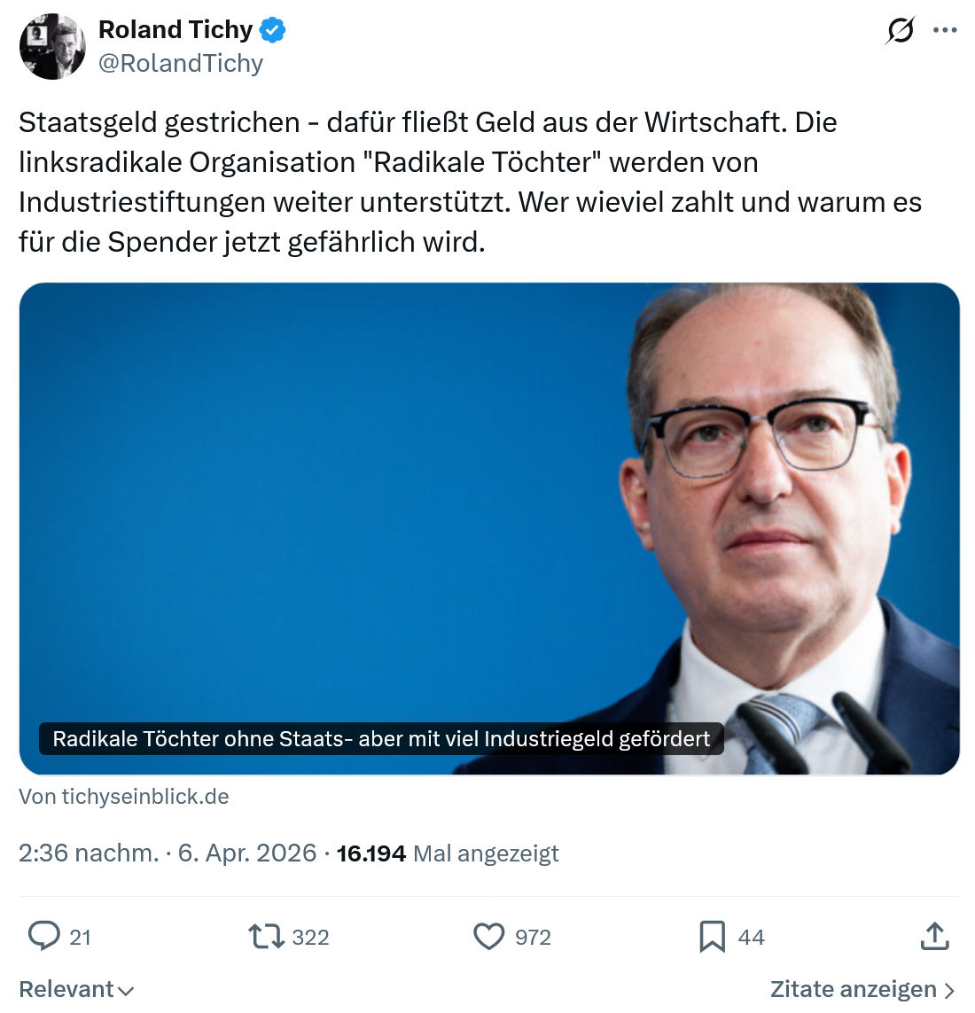 Roland Tichy: Staatsgeld gestrichen - dafür fließt Geld aus der Wirtschaft…