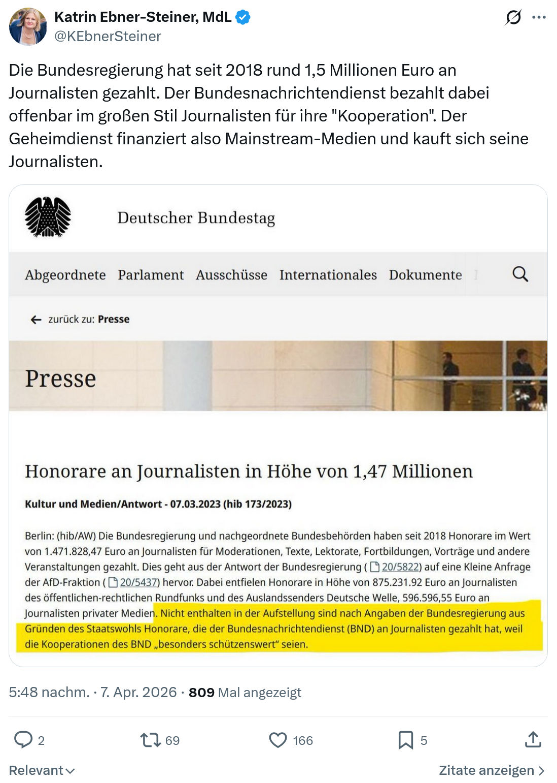 Katrin Ebner-Steiner: Die Bundesregierung hat seit 2018…