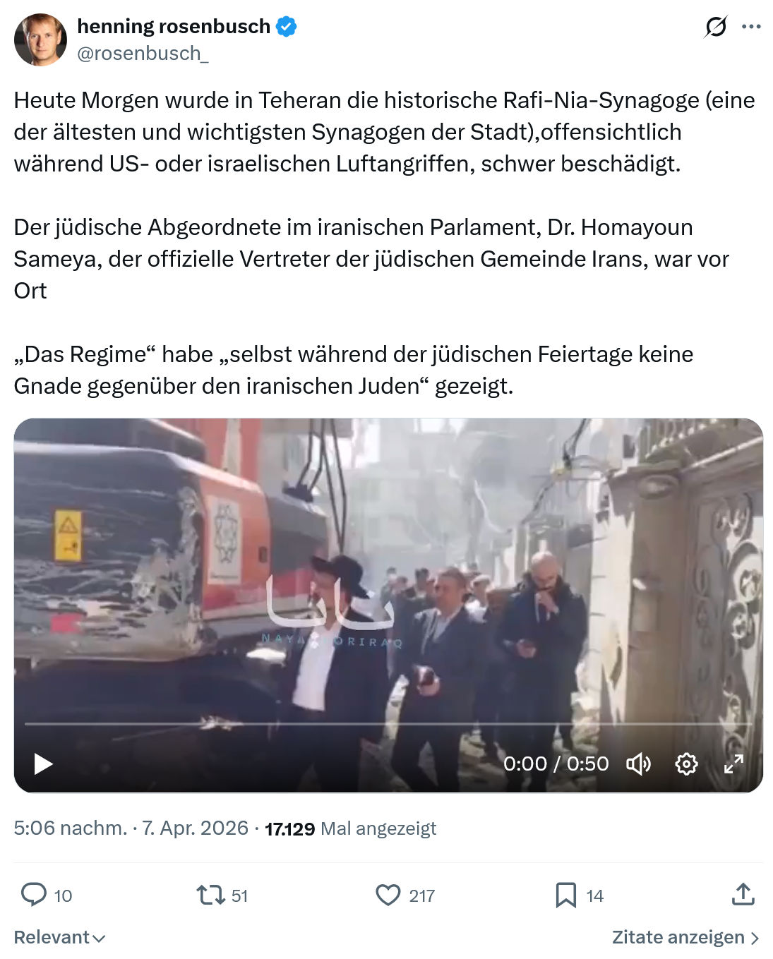 henning rosenbusch: Heute Morgen wurde in Teheran…
