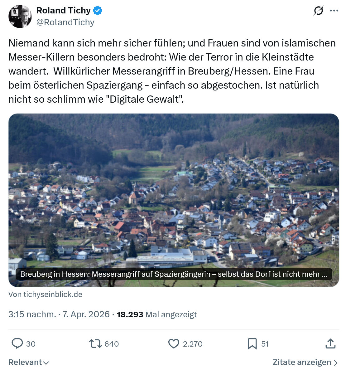 Roland Tichy: Niemand kann sich mehr sicher fühlen…
