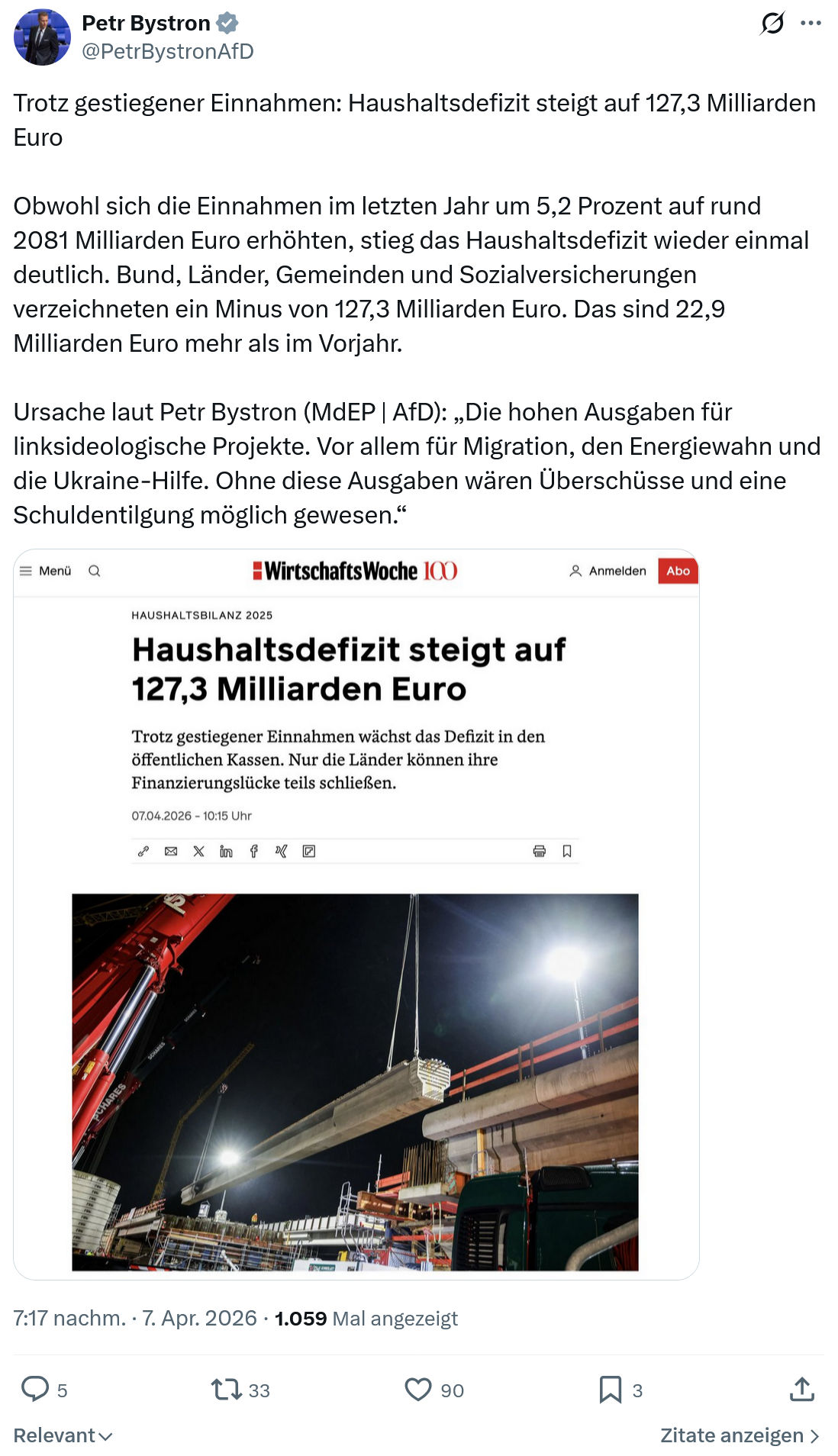 Petr Bystron: Trotz gestiegener Einnahmen…