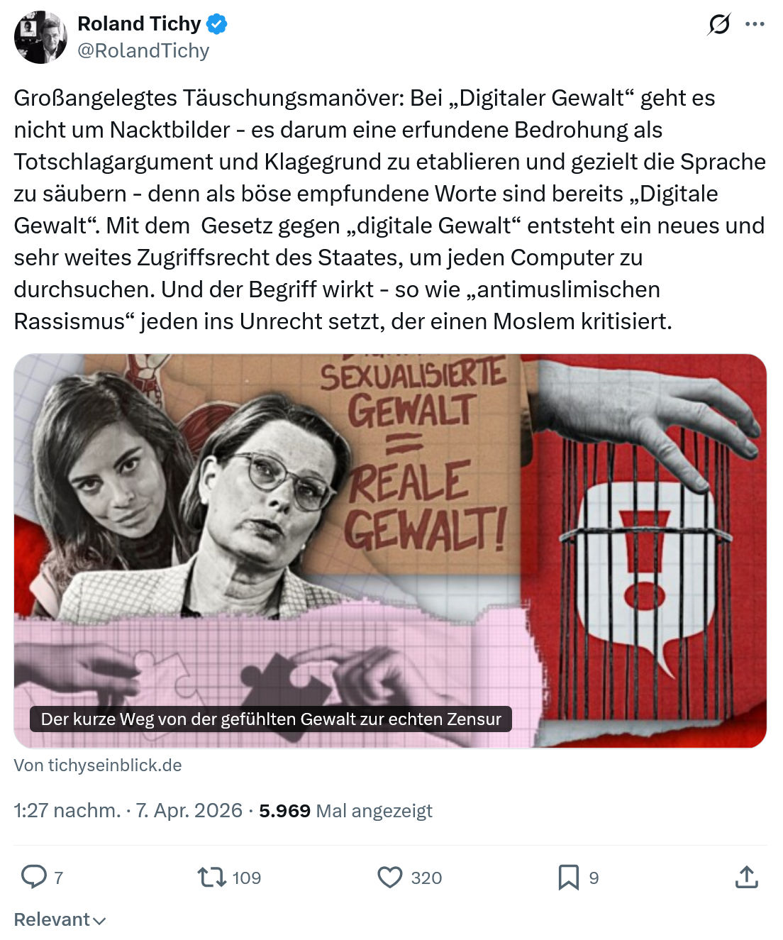 Roland Tichy: Großangelegtes Täuschungsmanöver: Bei „Digitaler Gewalt“…