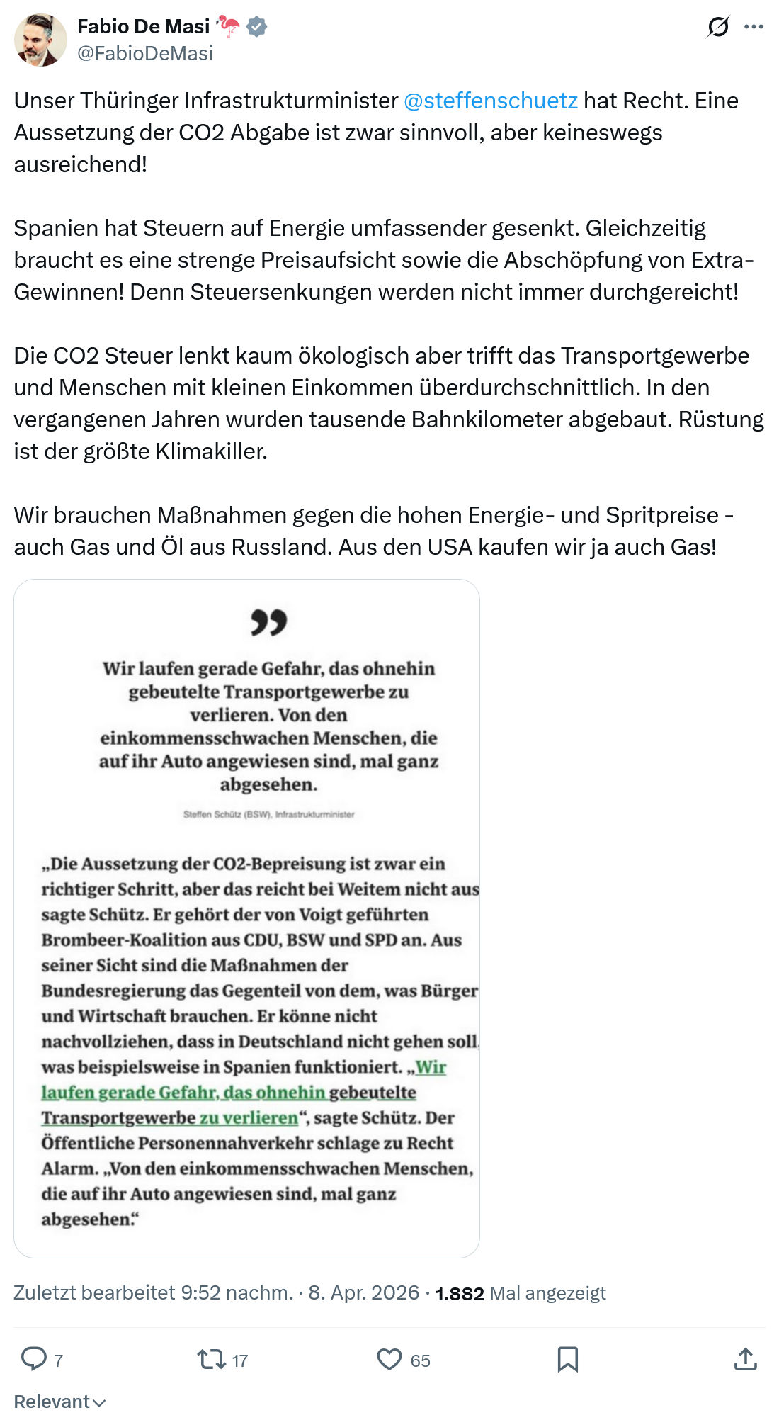 Fabio De Masi: Unser Thüringer Infrastrukturminister @steffenschuetz…