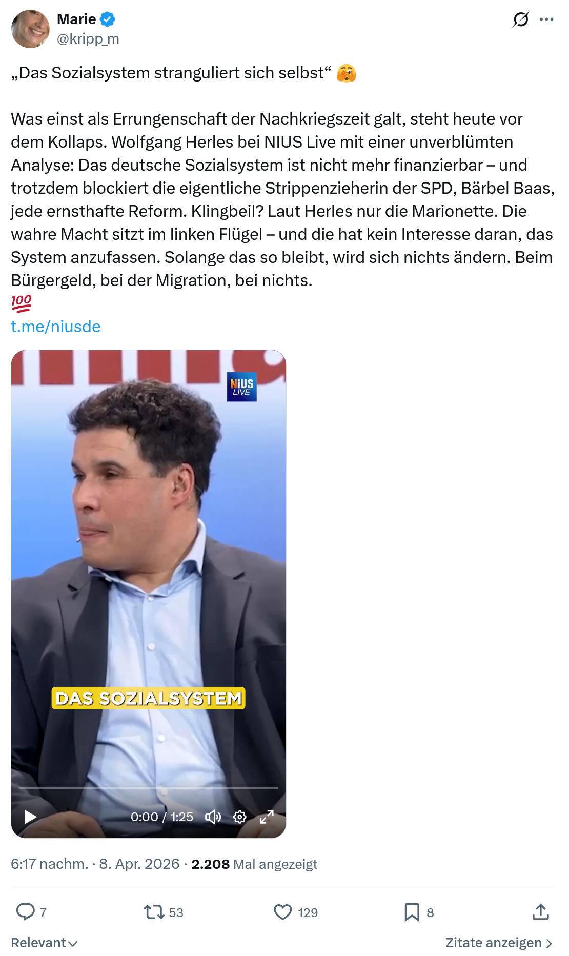 Marie kripp: „Das Sozialsystem stranguliert sich selbst“…