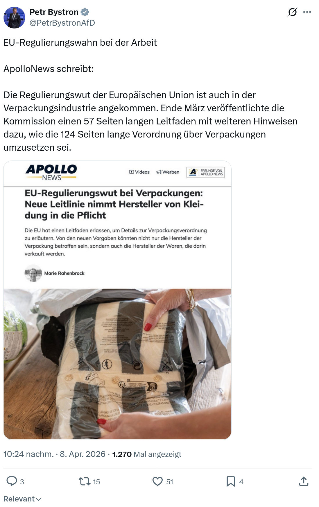 Petr Bystron: EU-Regulierungswahn bei der Arbeit…