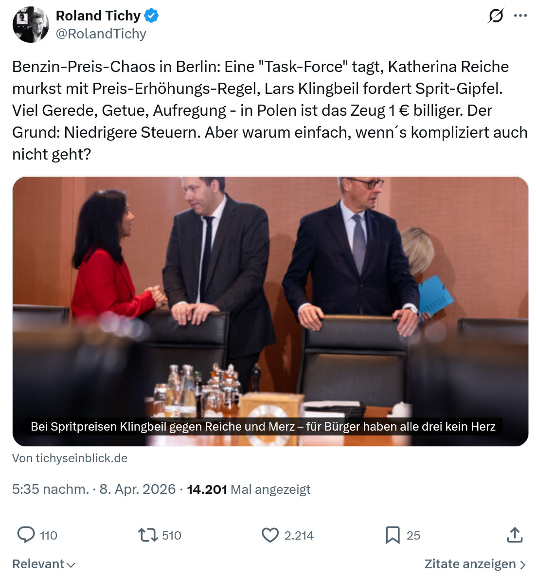 Roland Tichy: Benzin-Preis-Chaos in Berlin…