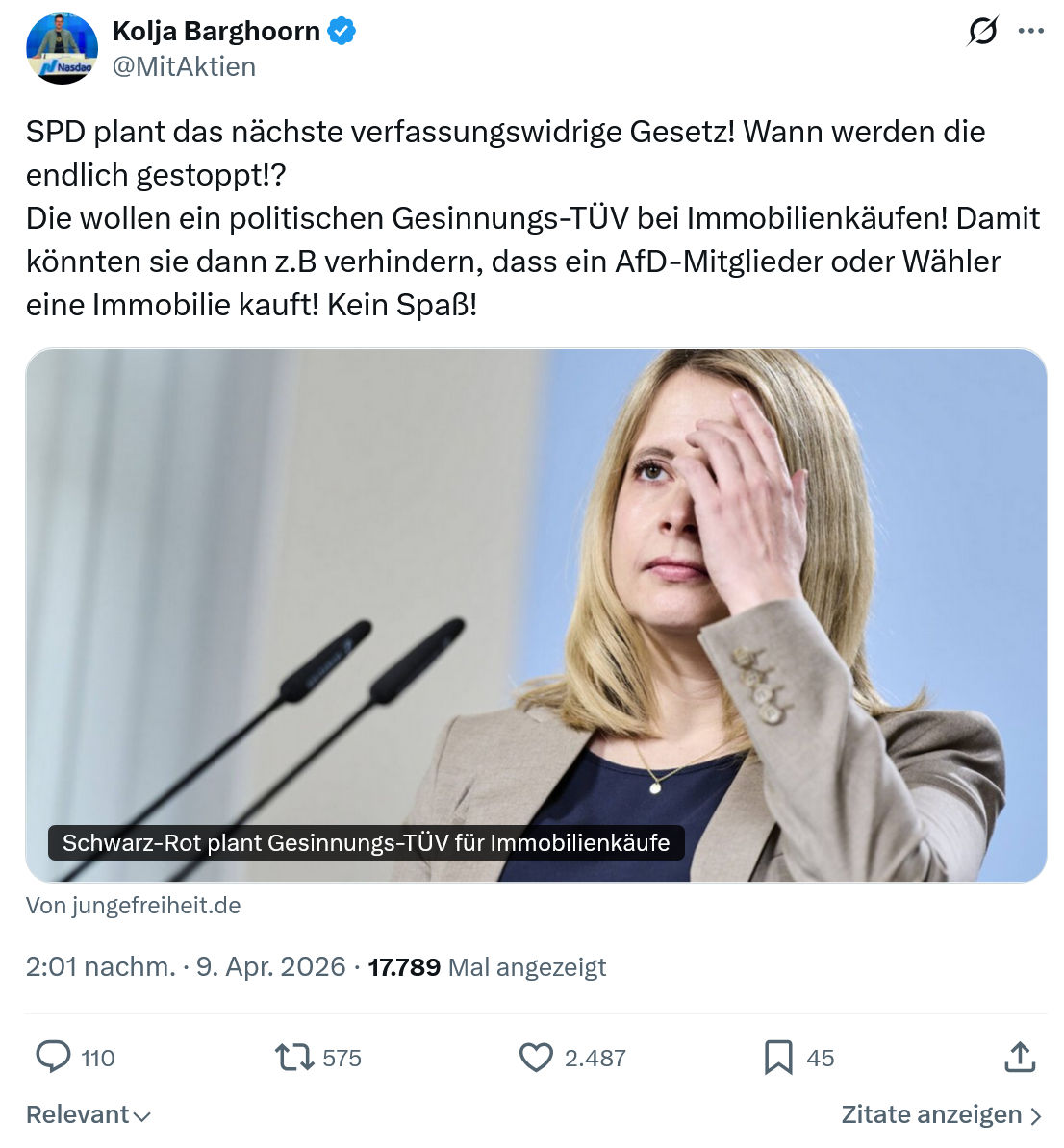 Kolja Barghoorn: SPD plant das nächste verfassungswidrige Gesetz...
