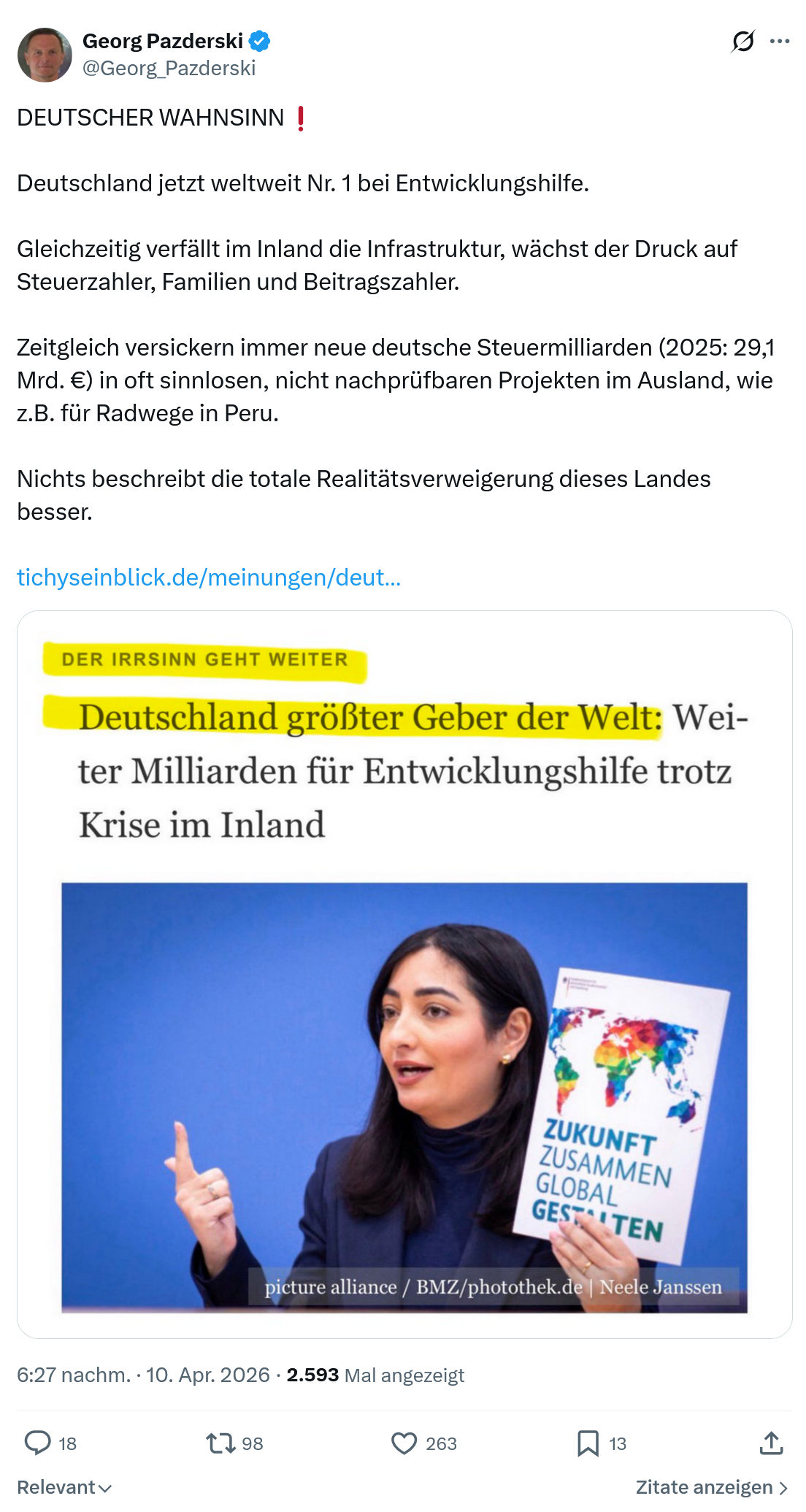 Georg Pazderski: DEUTSCHER WAHNSINN…