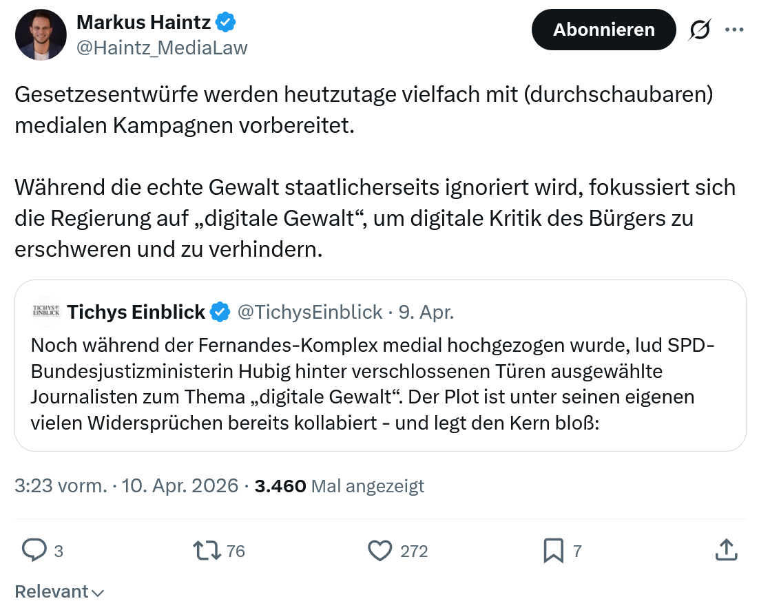 Markus Haintz: Gesetzesentwürfe werden heutzutage…