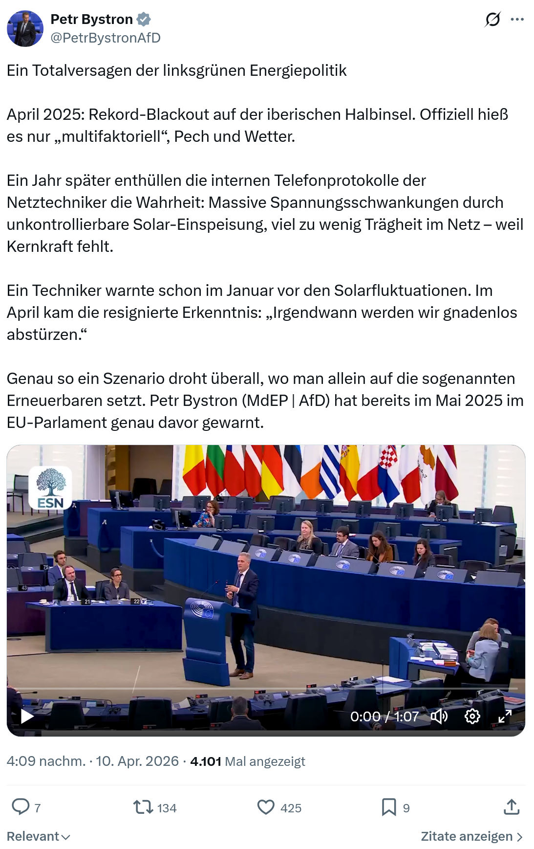 Petr Bystron: Ein Totalversagen der linksgrünen Energiepolitik…