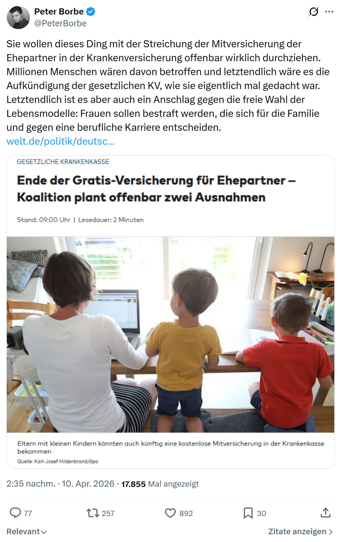 Peter Borbe: Sie wollen dieses Ding mit der Streichung…