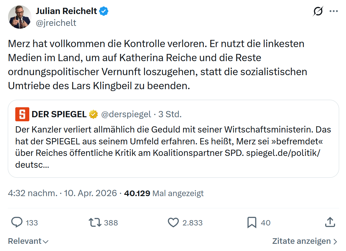 Julian Reichelt: Merz hat vollkommen die Kontrolle verloren…