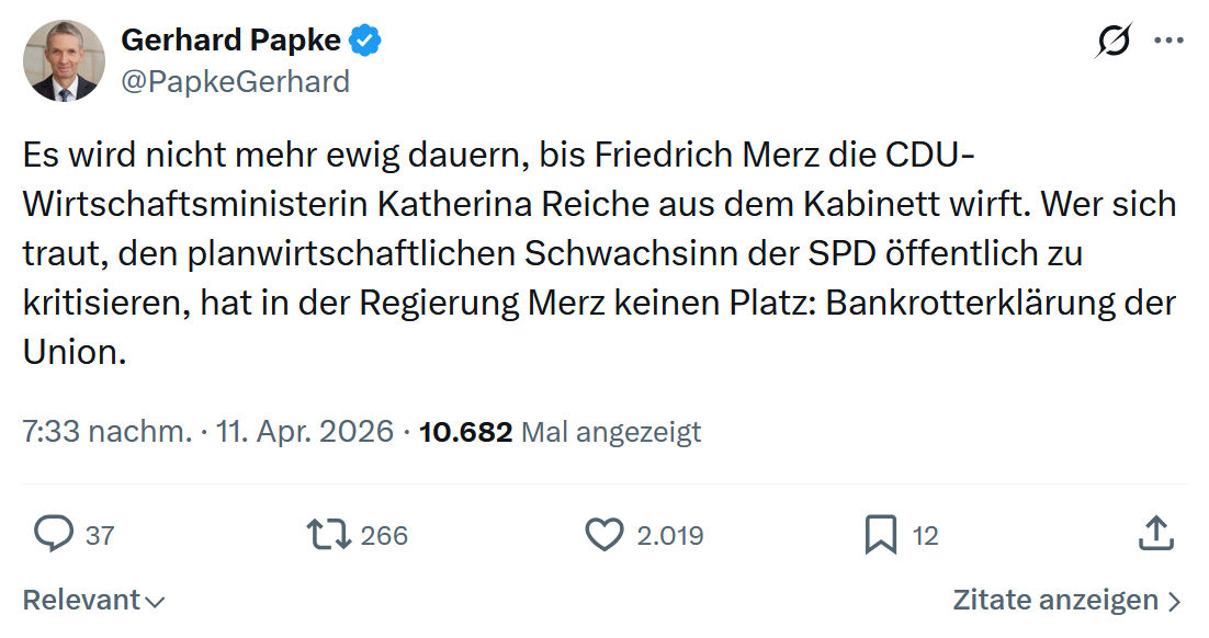 Gerhard Papke: Es wird nicht mehr ewig dauern…